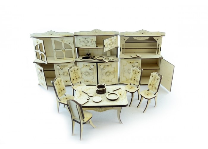 Конструктор 3D деревянный подвижный Lemmo Набор мебели кухня - МЕ-5